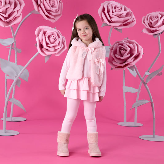 PRE ORDER ADee Girls Pink Fur Bow Gilet Anna