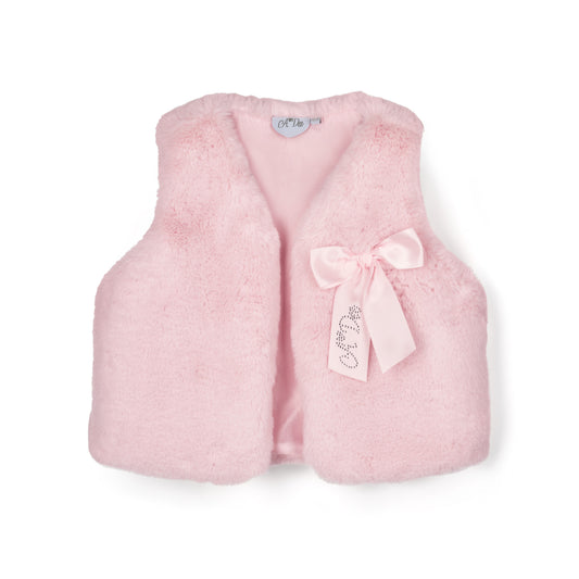 PRE ORDER ADee Girls Pink Fur Bow Gilet Anna