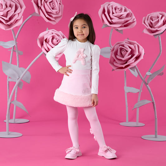 PRE ORDER ADee Girls Pink Fur Skirt Set Andrea