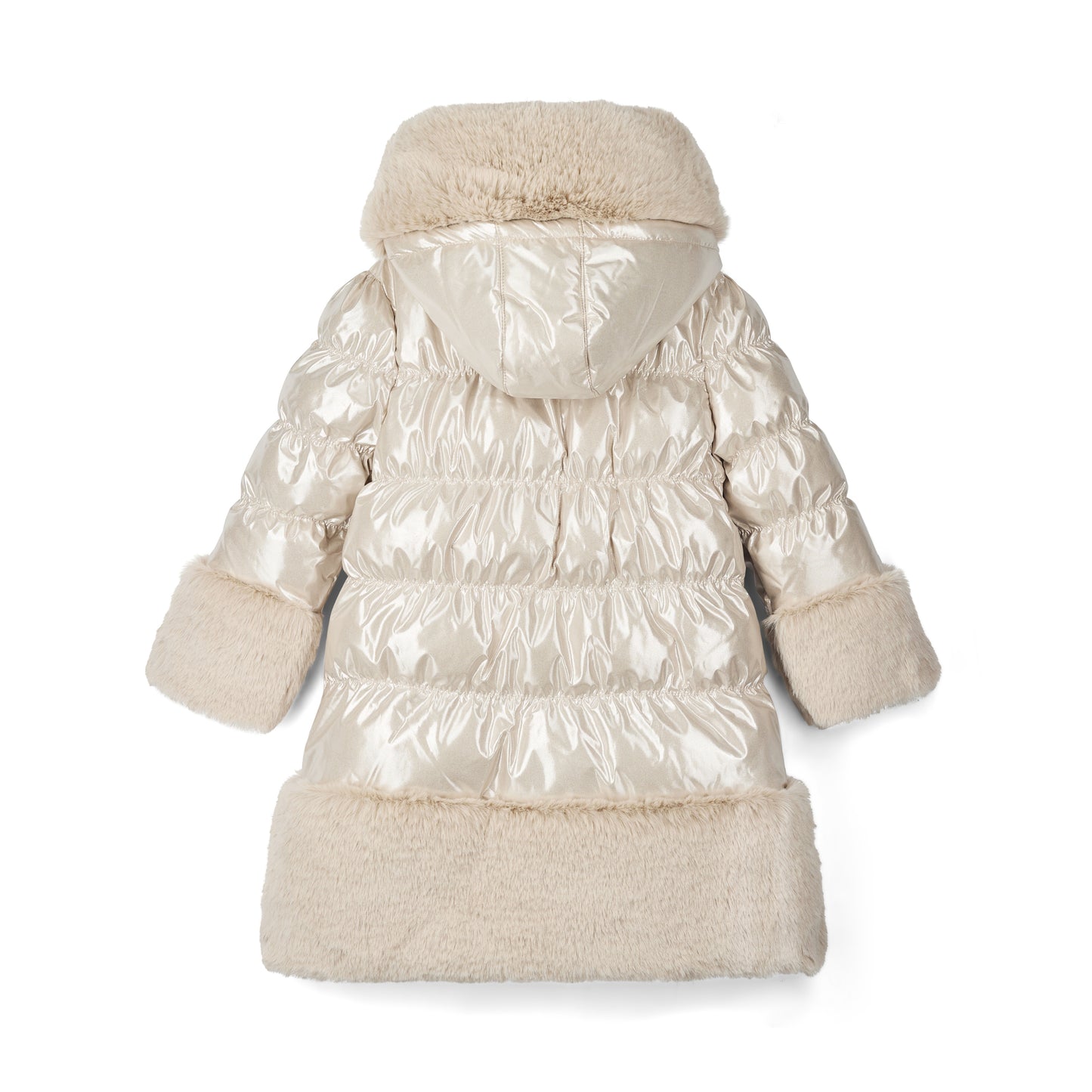 PRE ORDER ADee Girls Beige Long Fur Trim Jacket Aurora