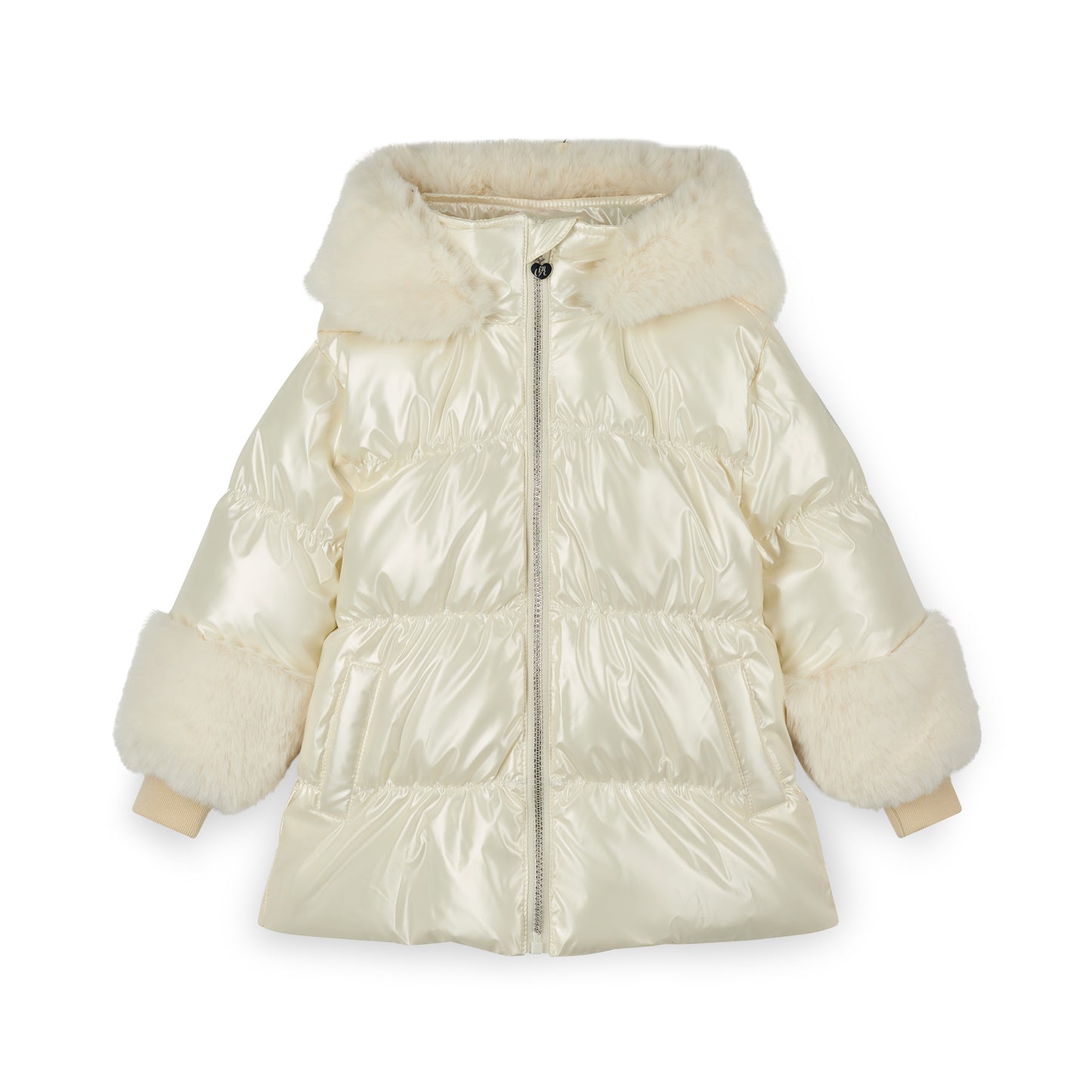 PRE ORDER ADee Girls White Short Fur Trim Jacket Avery