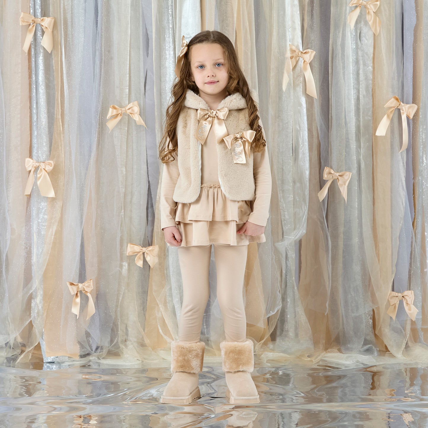 PRE ORDER ADee Girls Beige Fur Gilet Anna