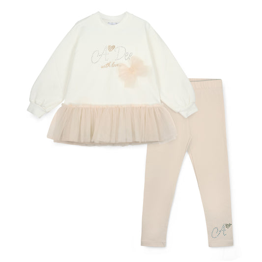 PRE ORDER ADee Girls White Tulle Legging Set Bonnie