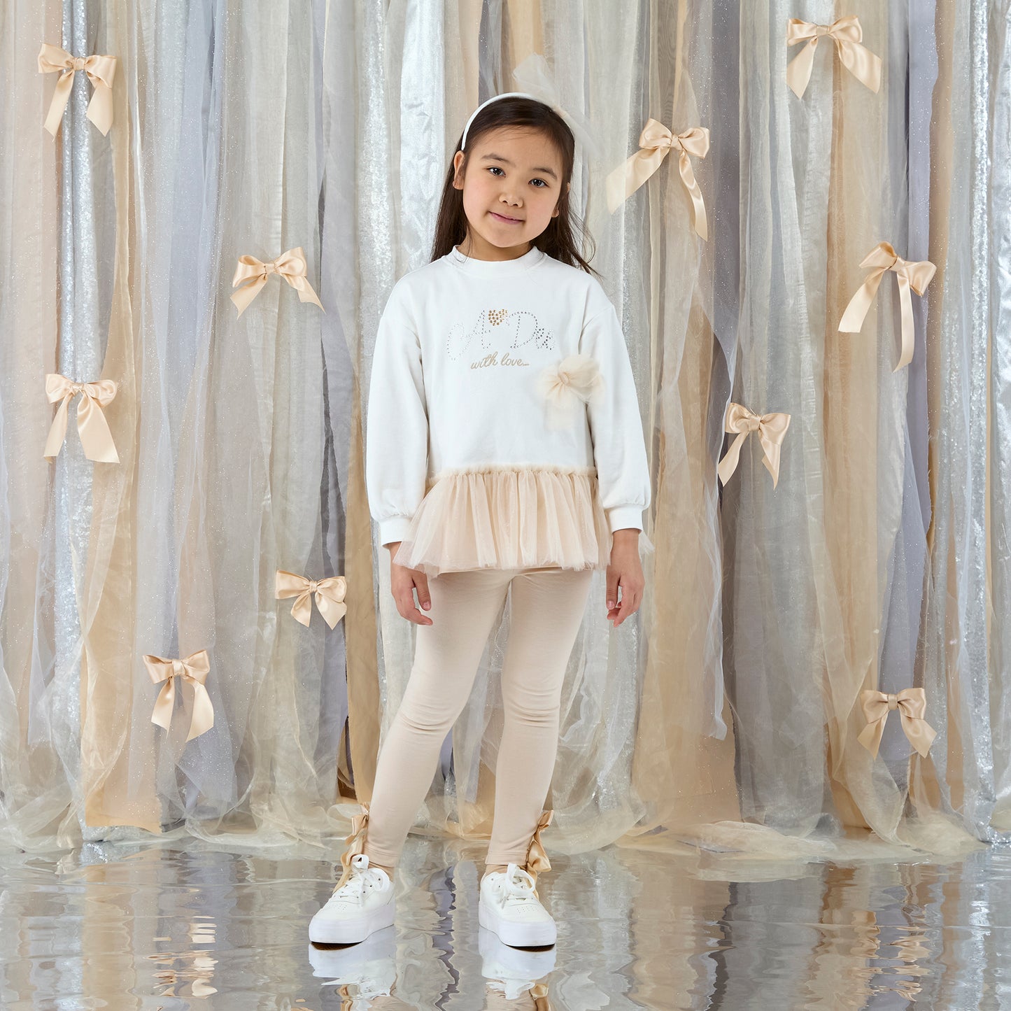 PRE ORDER ADee Girls White Tulle Legging Set Bonnie