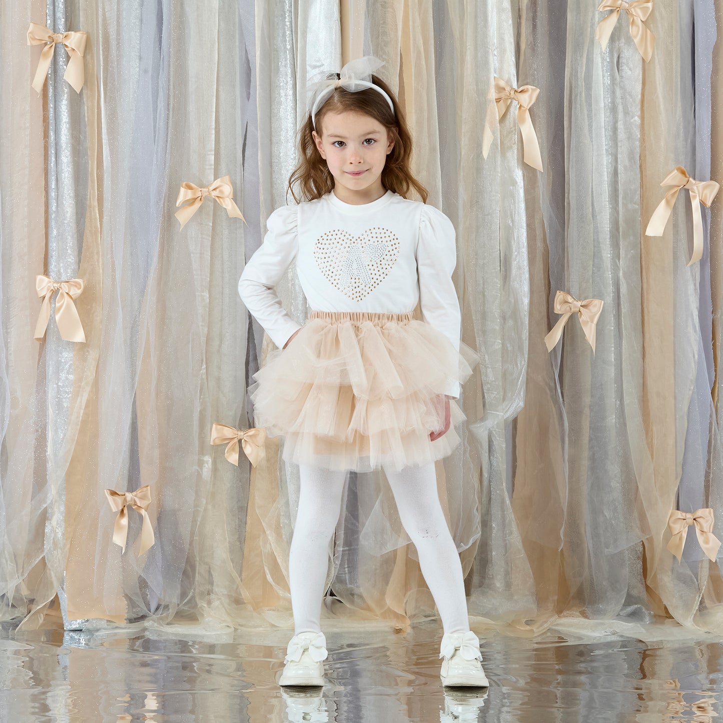 PRE ORDER ADee Girls White Tulle Skirt Set Blair
