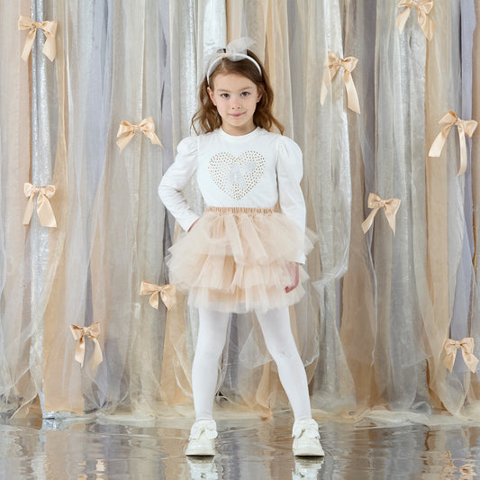 PRE ORDER ADee Girls White Tulle Skirt Set Blair