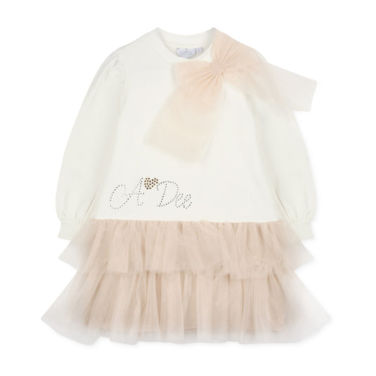 PRE ORDER ADee Girls White Tulle Bow Dress Brandy