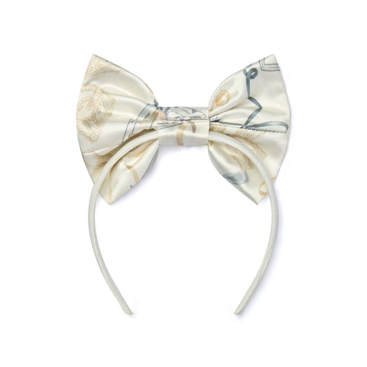 PRE ORDER ADee Girls White Printed Bow Headband Allie