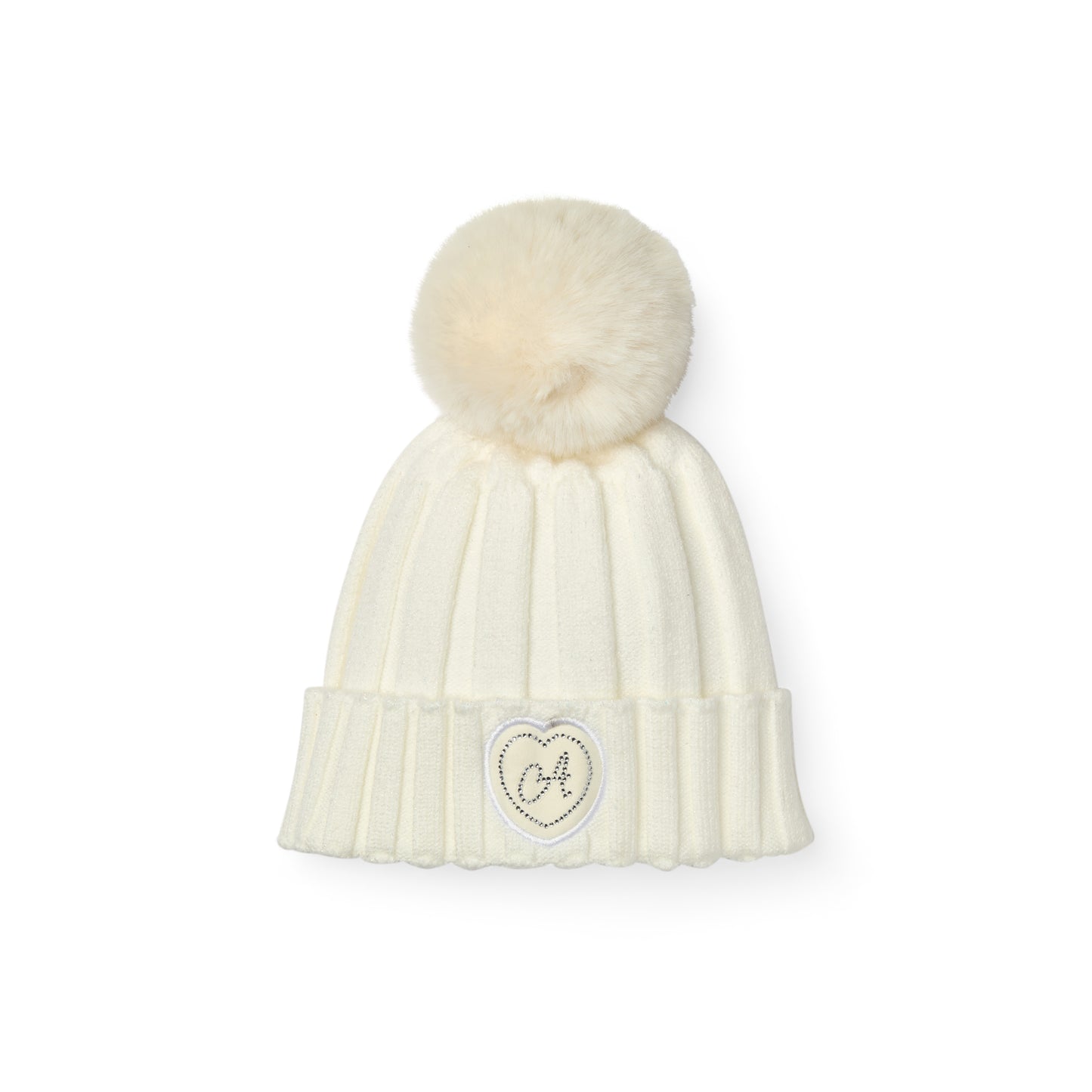 PRE ORDER ADee Girls White Knitted Pom Hat Bobbie