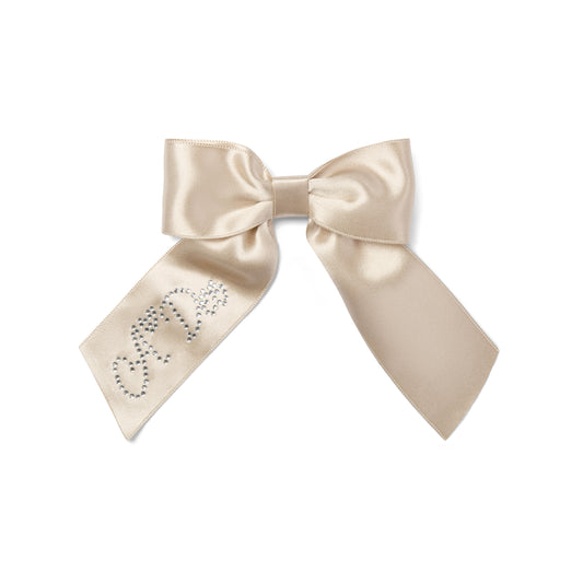 PRE ORDER ADee Girls Beige Satin Bow Hairclip Ariah