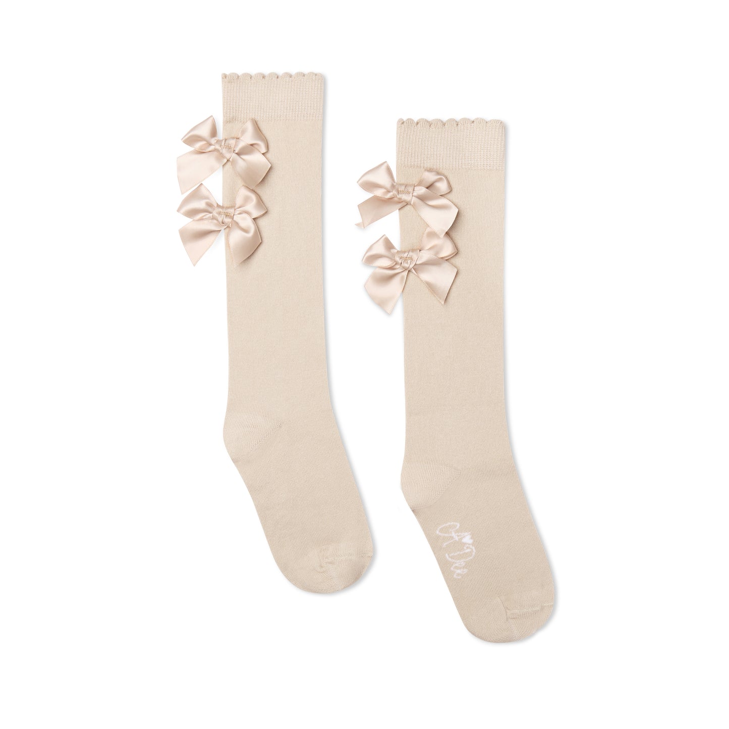 PRE ORDER ADee Girls Beige Bow Knee High Socks Ariel