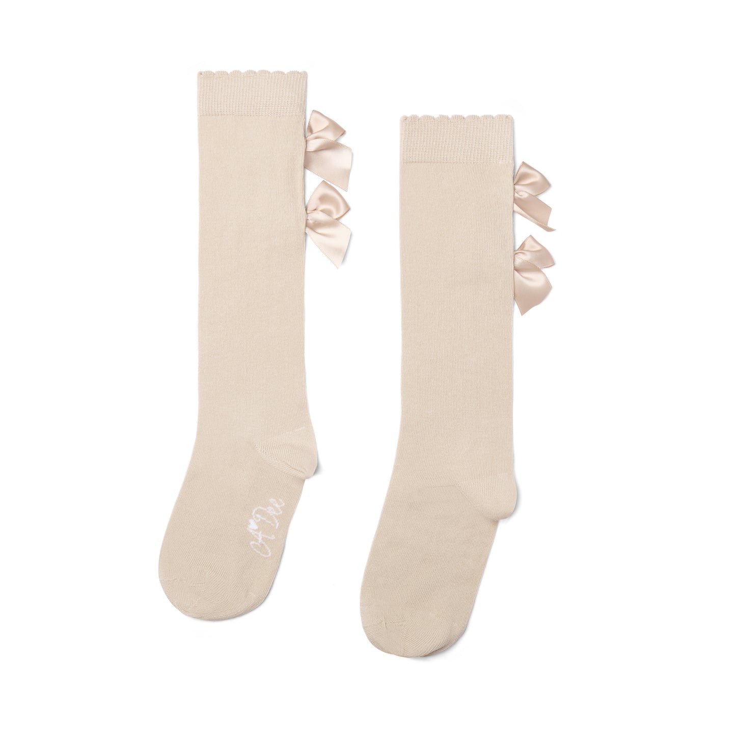 PRE ORDER ADee Girls Beige Bow Knee High Socks Ariel