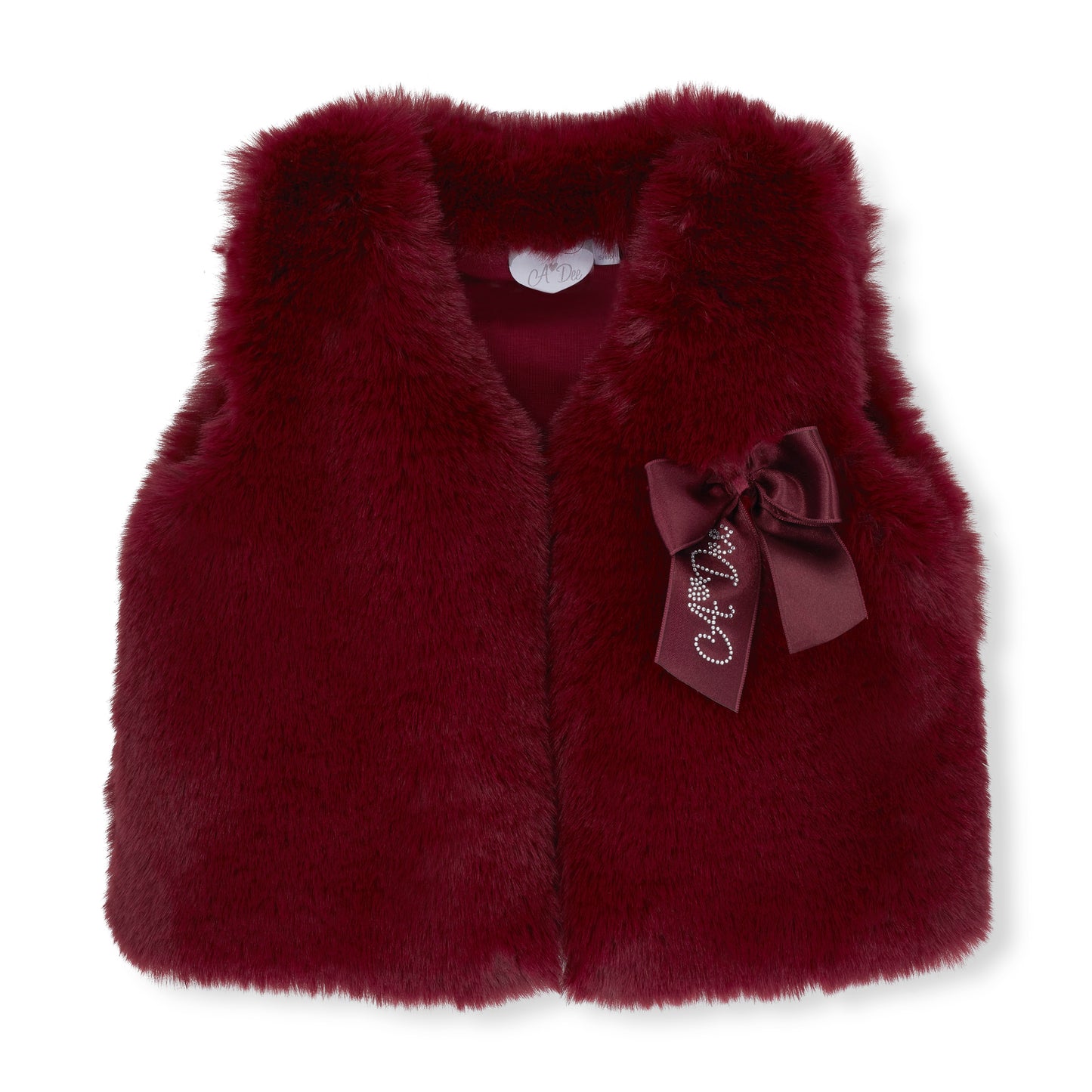 PRE ORDER ADee Girls Dark Cherry Fur Gilet Anna