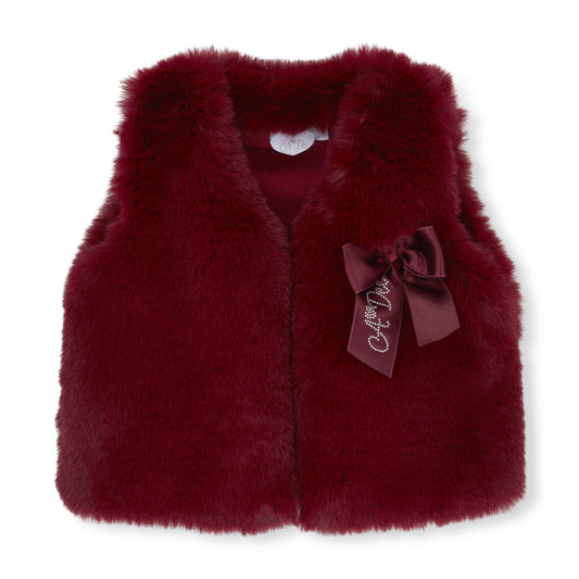 PRE ORDER ADee Girls Dark Cherry Fur Gilet Anna