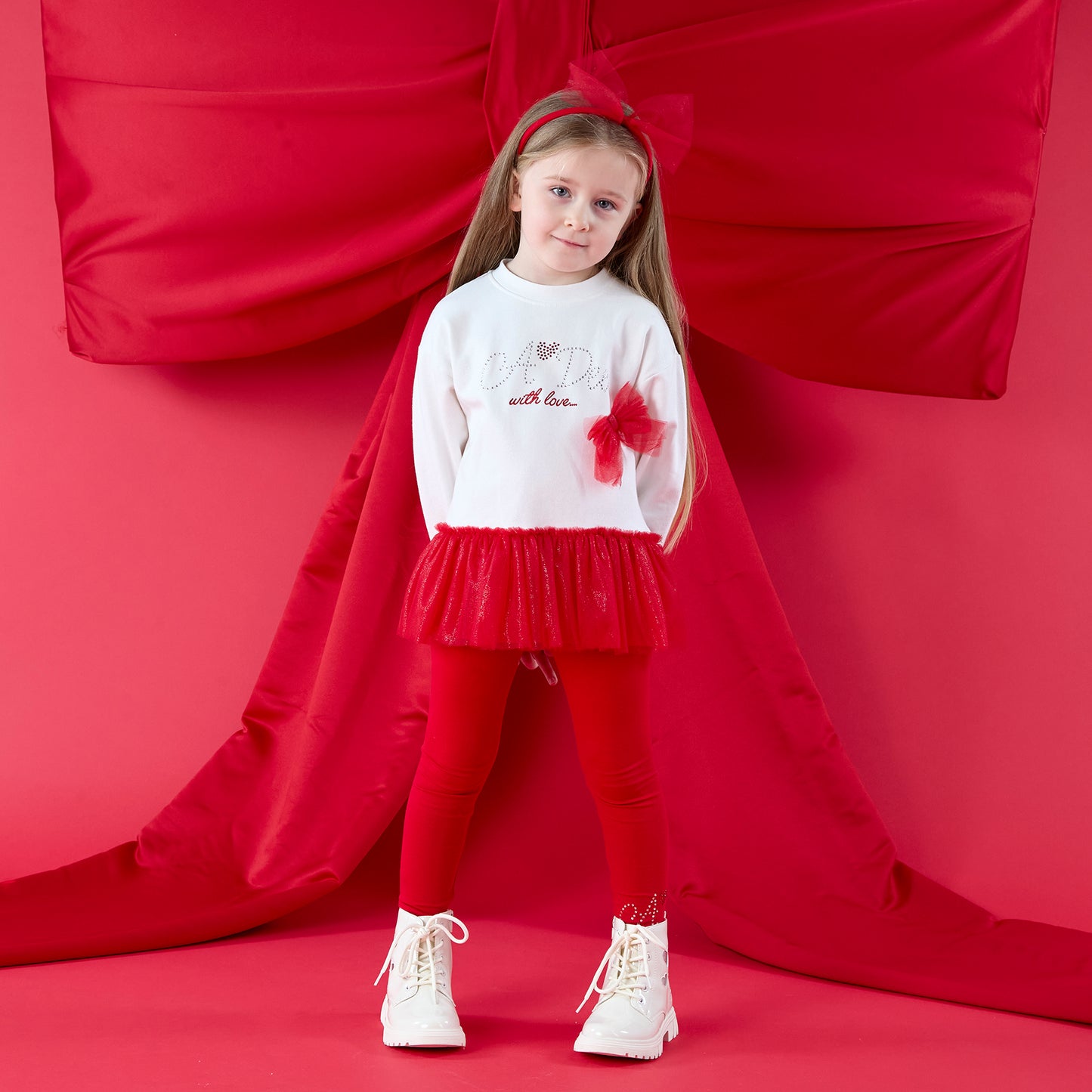 PRE ORDER ADee Girls Red Tulle Legging Set Bonnie