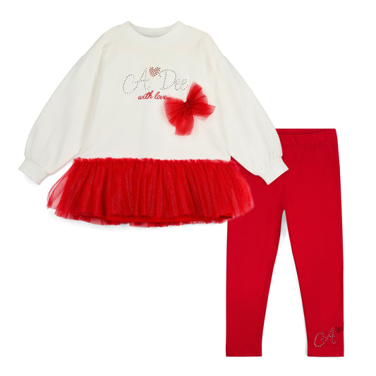 PRE ORDER ADee Girls Red Tulle Legging Set Bonnie