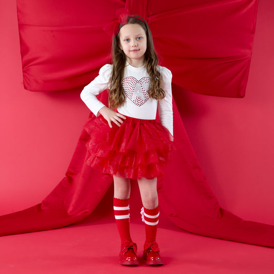 PRE ORDER ADee Girls Red Tulle Skirt Set Blair