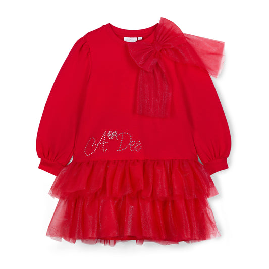 PRE ORDER ADee Girls Red Tulle Bow Dress Brandy