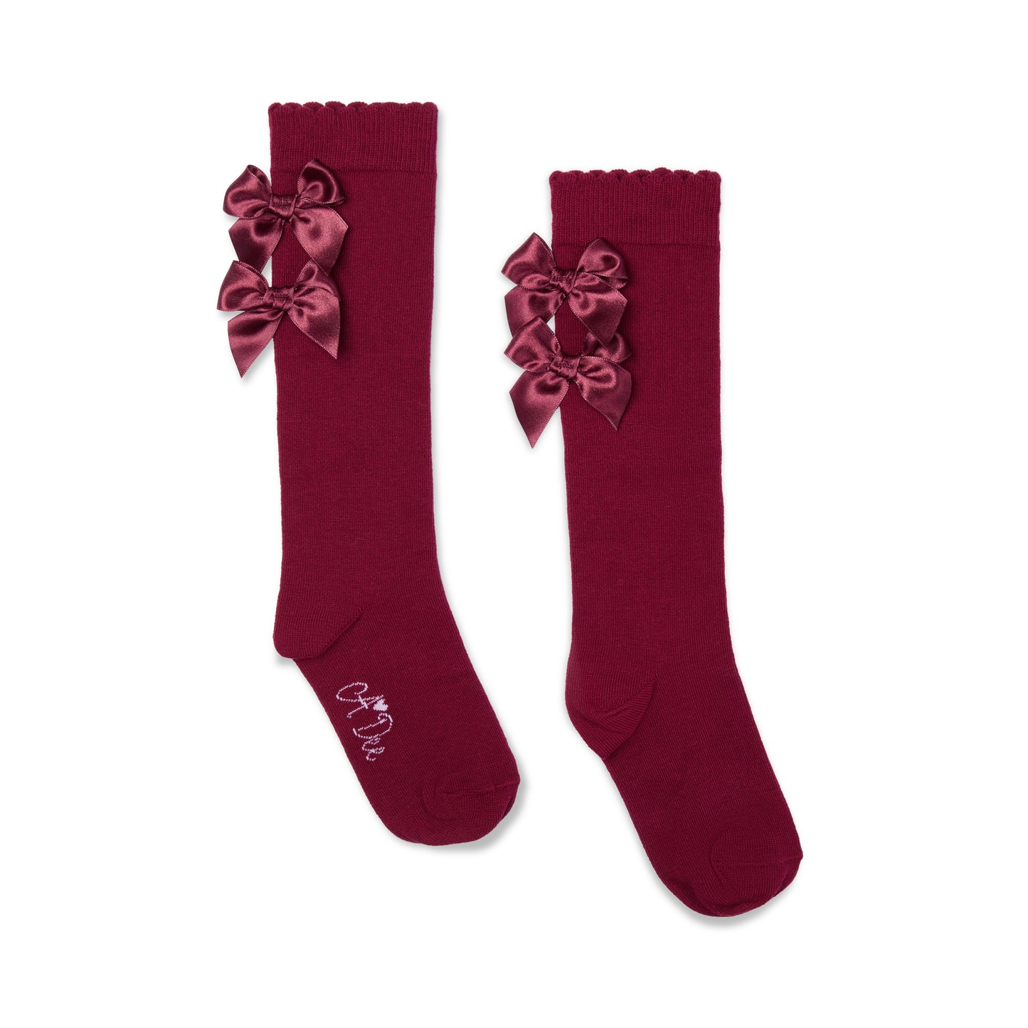 PRE ORDER ADee Girls Dark Cherry Bow Knee High Sock Ariel