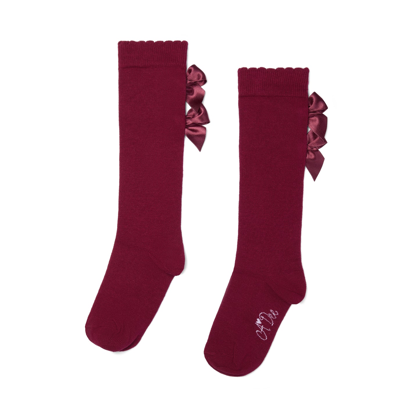 PRE ORDER ADee Girls Dark Cherry Bow Knee High Sock Ariel