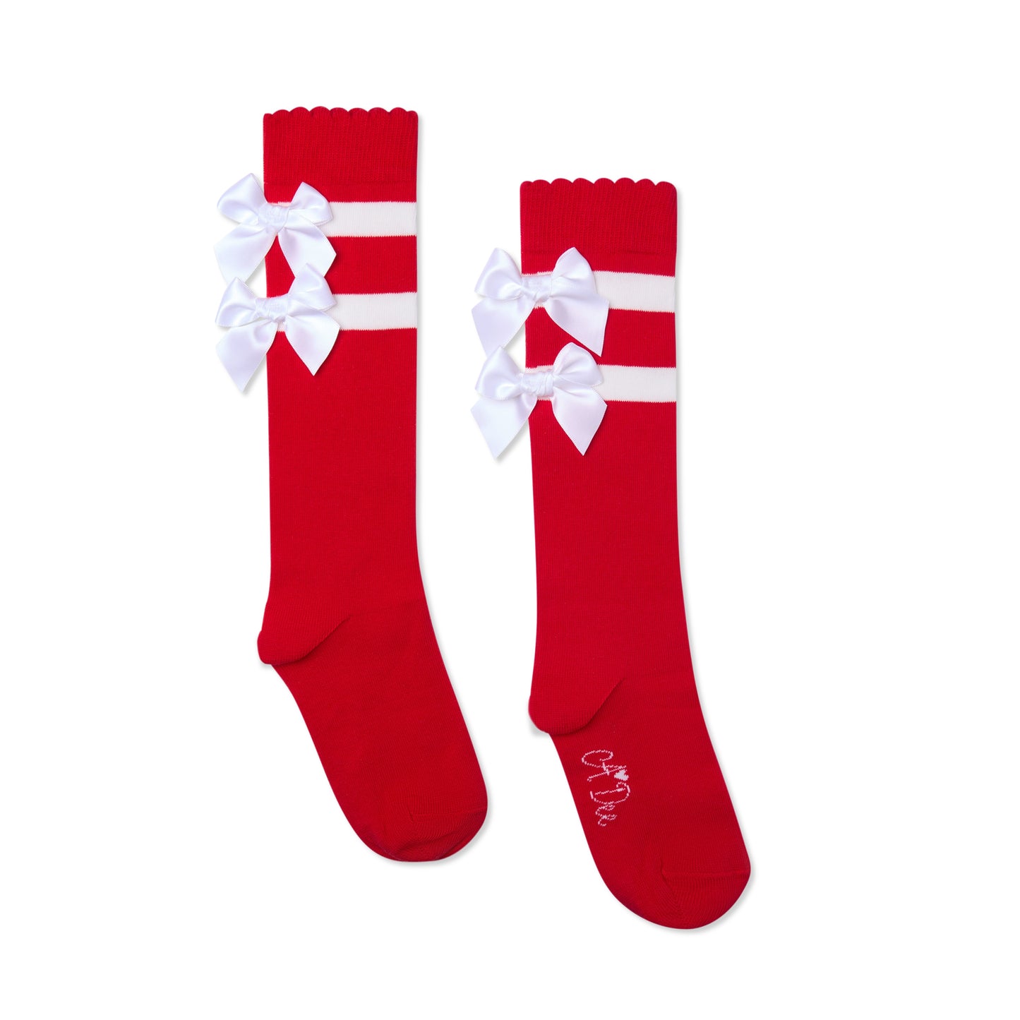 PRE ORDER ADee Girls Red Stripe Bow Knee High Sock Astrid