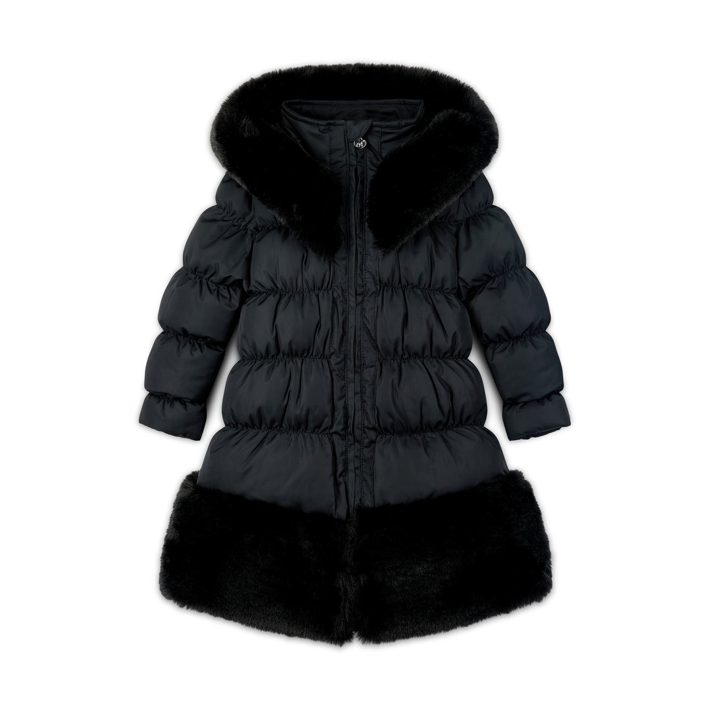 PRE ORDER ADee Girls Black Fur Long Jacket Rhea