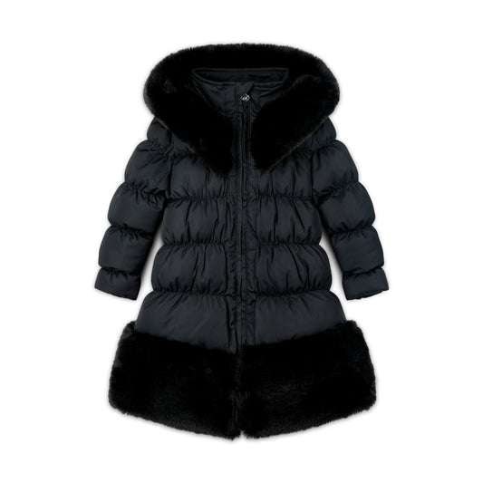 PRE ORDER ADee Girls Black Fur Long Jacket Rhea