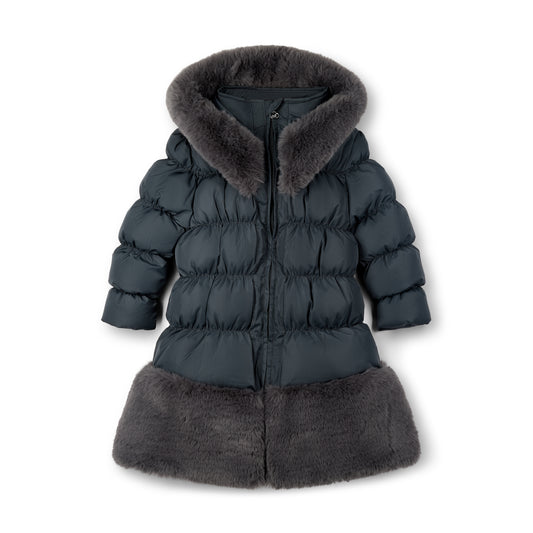 PRE ORDER ADee Girls Grey Fur Long Jacket Rhea