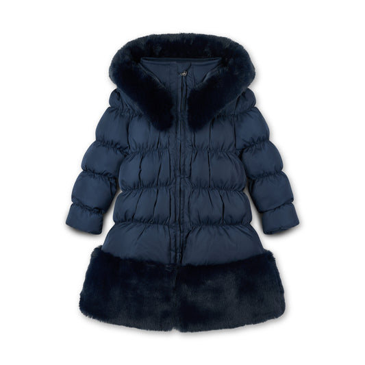 PRE ORDER ADee Girls Navy Fur Long Jacket Rhea