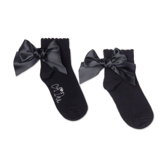 PRE ORDER ADee Girls Black Bow Ankle Sock Cara
