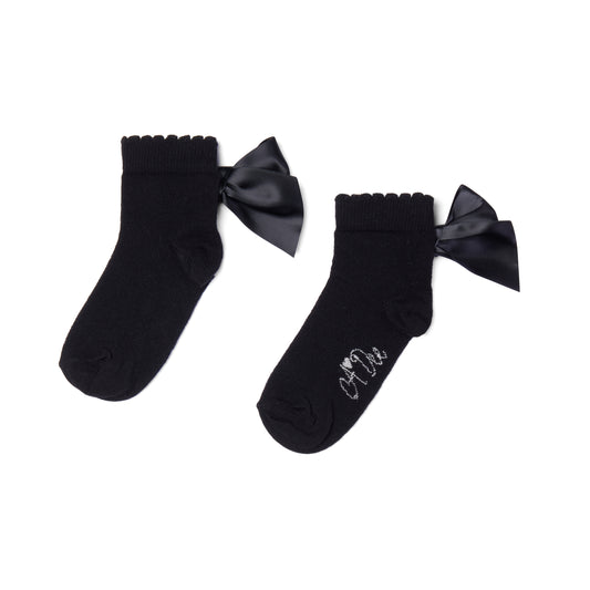 PRE ORDER ADee Girls Black Bow Ankle Sock Cara