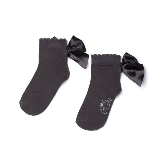 PRE ORDER ADee Girls Grey Bow Ankle Sock Cara