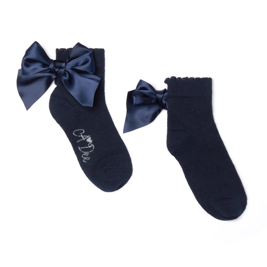 PRE ORDER ADee Girls Navy Bow Ankle Sock Cara