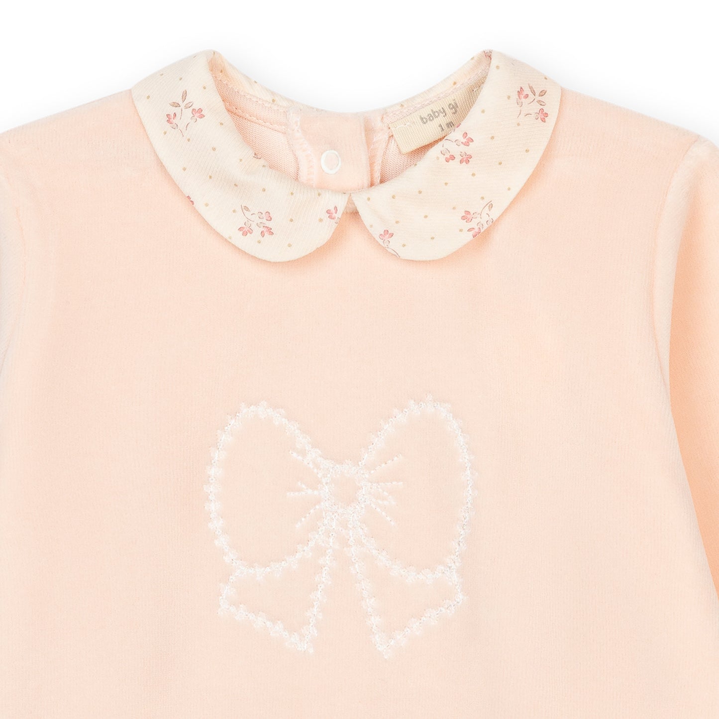 PRE ORDER Baby Gi Peach Winter Garden Velour Babygrow WG50