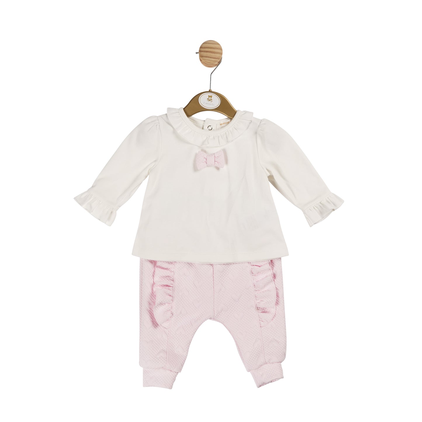 Mintini Baby Girls Pink Ruffle Top and Jogger Set 6144 image 0