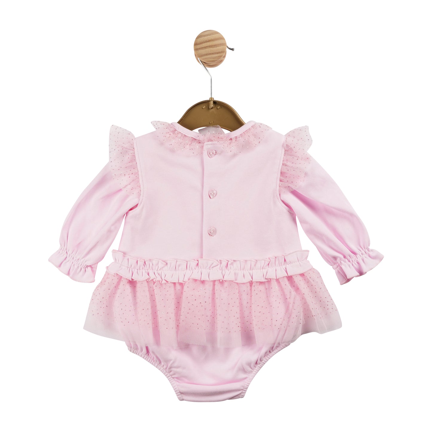 Mintini Baby Girls Pink Tulle Loveheart Romper 6169 image 1