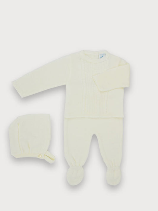 Sardon Baby Cream Knitted Two Piece Set With Hat 715 image 0