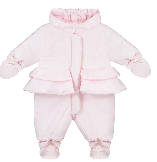 Emile Et Rose Baby Girl Pink Frill Snowsuit Charis image 0