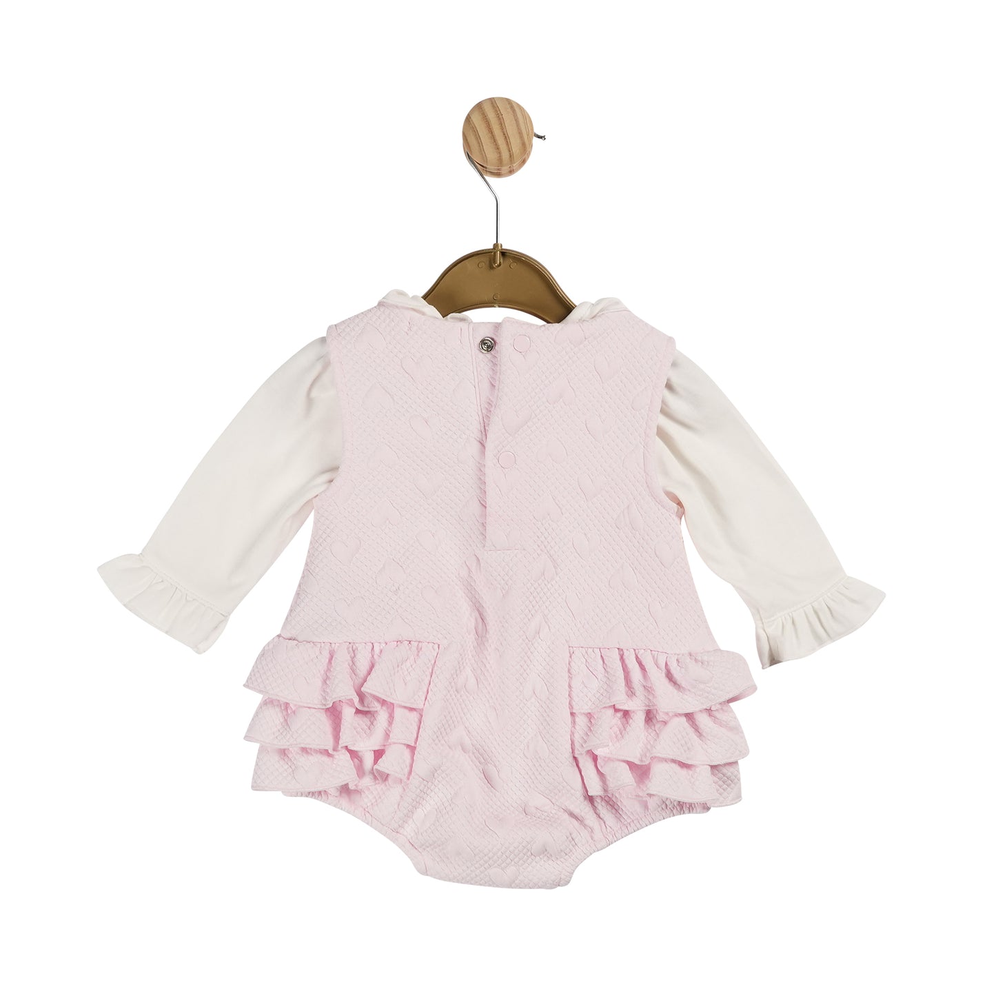 Mintini Baby Girls Pink Ruffle Short Dungaree Set 6139 image 1