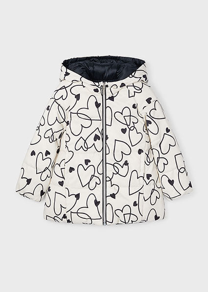 Mayoral Girls Black Loveheart Reversible Coat 4494 image 0