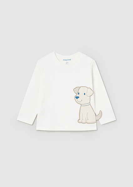 Mayoral Baby Boys Cream Dog T-Shirt 2043 image 0