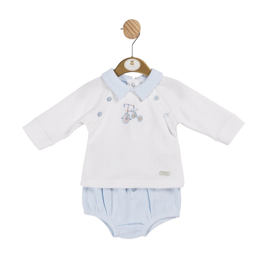 Mintini Baby Boys Blue Shirt and Bloomer Short Set 6010 image 0