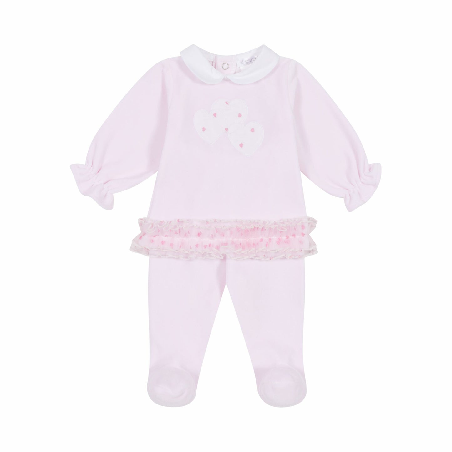 Deolinda Baby Girls Pink Velour Tulle Loveheart Two Piece Set 4205 image 0