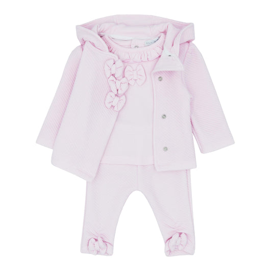 Blues Baby Pink Girls Three Piece Tracksuit With Bows BB1685 image 0