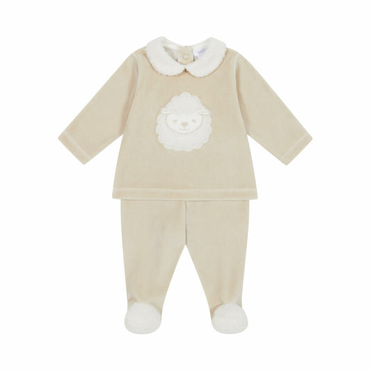 Deolinda Baby Beige Velour Lamb Two Piece Set 4202 image 0