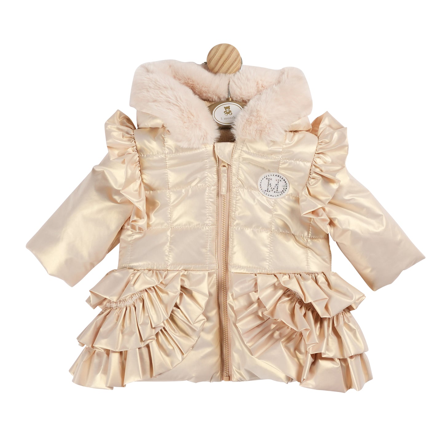 Mintini Baby Girls Light Gold Ruffle Padded Jacket 5934 image 0