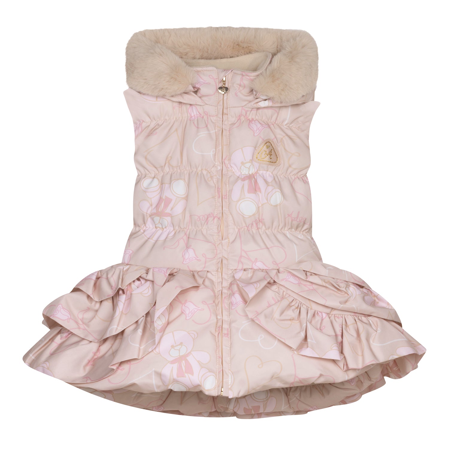 ADee Girls Beige Fur Teddy Print Gilet Stormi image 0