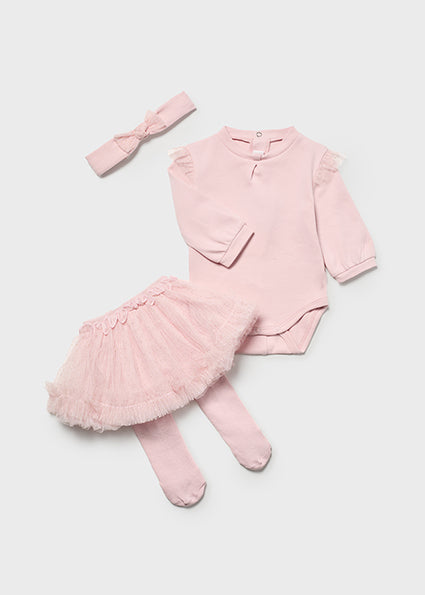 Mayoral Baby Girl Pink Tutu Skirt Set With Hairband 2814 image 0