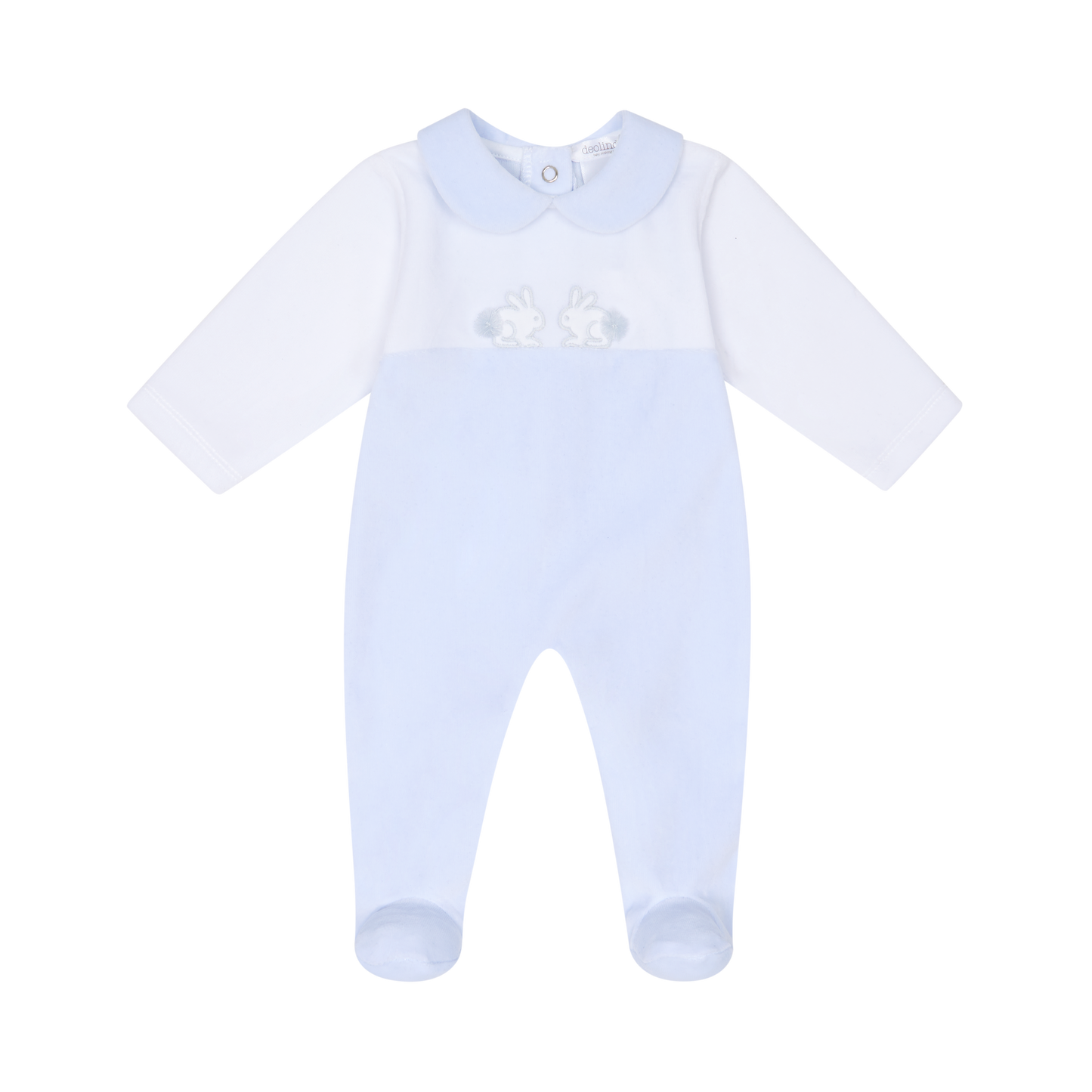 Deolinda Baby Boy Blue Velour Babygrow 25129