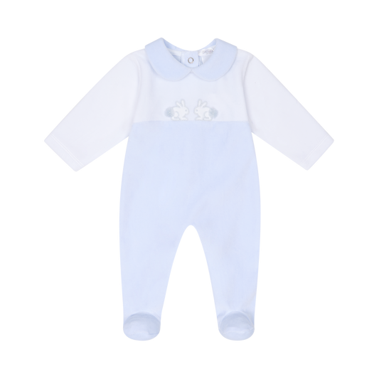 Deolinda Baby Boy Blue Velour Babygrow 25129